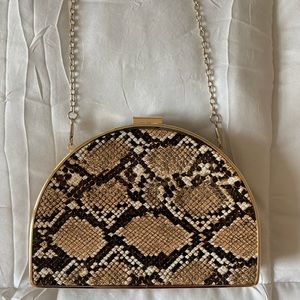 Snakeskin & gold clutch/shoulder bag